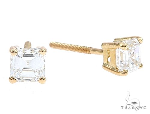 18K Gold 1 Ctw Asscher-Cut Diamond Studs (Natural), photo 3 of 6