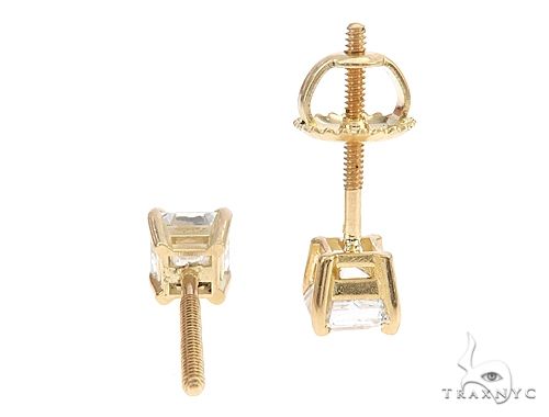 18k Yellow Gold Solitaire Diamond Studs 65007 - Image 4