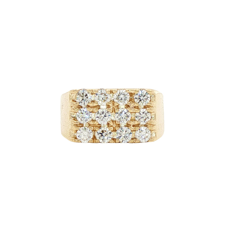Mens Bold 12 Stone Gold Pinky Ring 19023