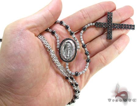 10K Black and White Gold Diamond Rosary, photo 9 of 14