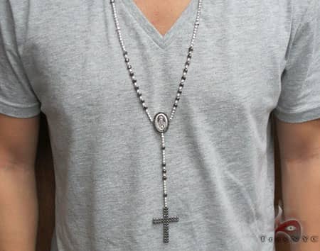 10K Black and White Gold Diamond Rosary, photo 10 of 14
