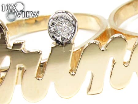 14K Yellow Gold & Diamond Princess Script Ring 19308 - Image 3