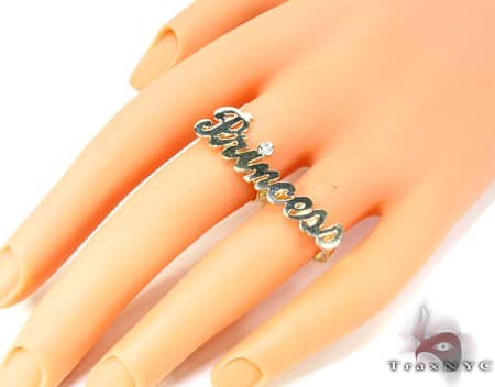 14K Yellow Gold & Diamond Princess Script Ring 19308 - Image 8
