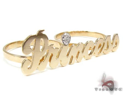 14K Yellow Gold & Diamond Princess Script Ring 19308 - Image 1