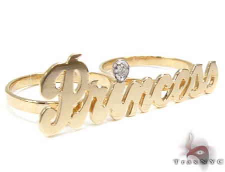 14K Yellow Gold & Diamond Princess Script Ring 19308 - Image 1