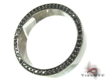 Black gold eternity band with a continuous row of prong-set black diamonds