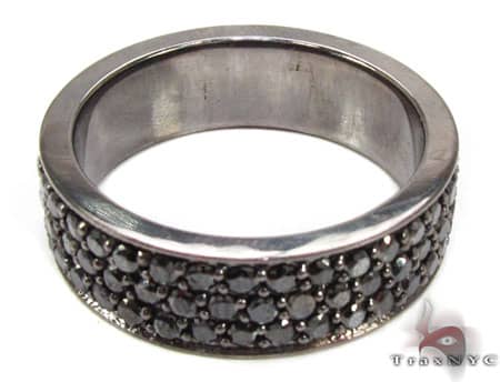 10K Gold 3 Row Black Diamond Ring, photo 4 of 6