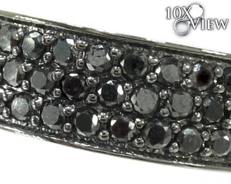 10K Gold 3 Row Black Diamond Ring, photo 3 of 6