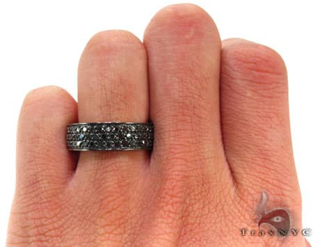 10K Gold 3 Row Black Diamond Ring, photo 6 of 6