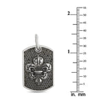 King Baby Silver and Black Diamond Fleur-de-Lis Relic Dog Tag Pendant K10-7119