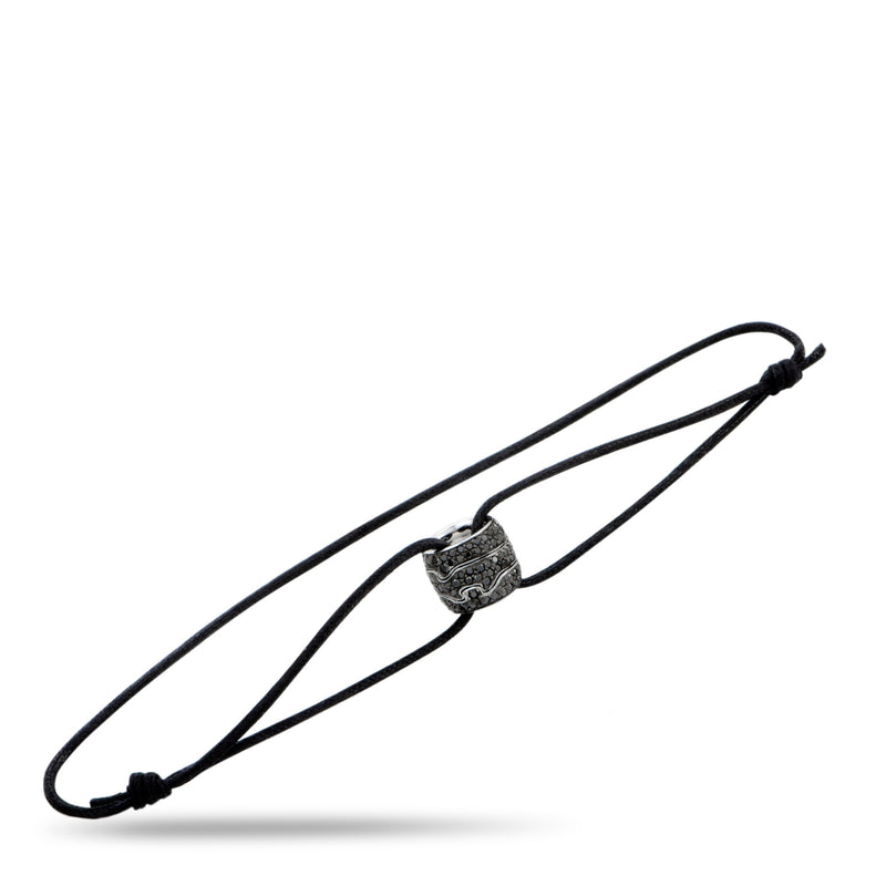 Georg Jensen Fusion 18K White Gold and Black Diamond Pendant Cord Bracelet 3517570