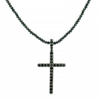 TraxNYC Black Diamond Cross Set .925 Silver