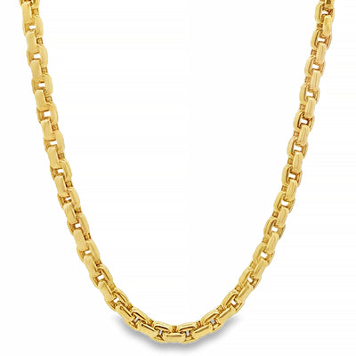 14K Yellow Gold Solid Round Box Link Chain 25.5 Inches 5.5mm 70896