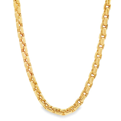 14K Yellow Gold Solid Round Box Link Chain 22.5 Inches 4.5mm 70897