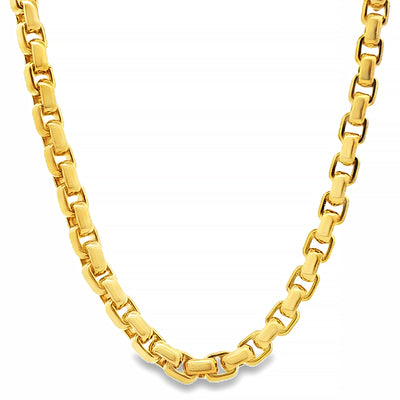14K Yellow Gold Solid Round Box Link Chain 27 Inches 6.4mm 70895