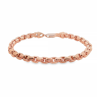 14K Rose Gold Solid Round Box Link Bracelet 8.25 Inches 5.5mm 70900