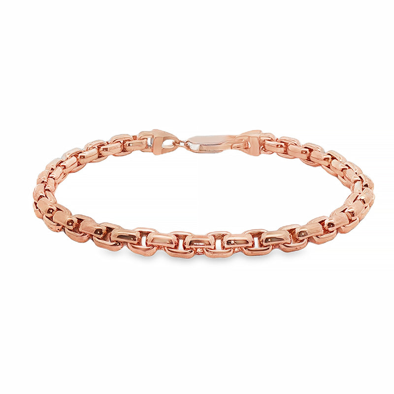 14K Rose Gold Solid Round Box Link Bracelet 8.25 Inches 5.5mm 70900
