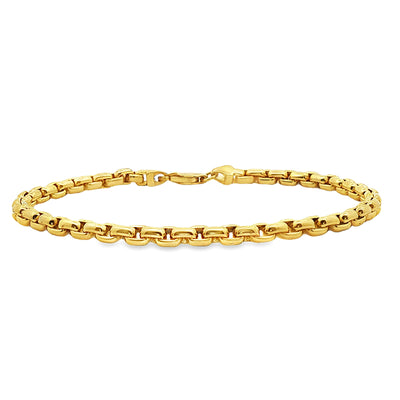 14K Yellow Gold Solid Round Box Link Bracelet 8.75 Inches 4.5mm 70901