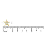 Yellow gold star-shaped cluster diamond stud earrings with bright white diamonds.