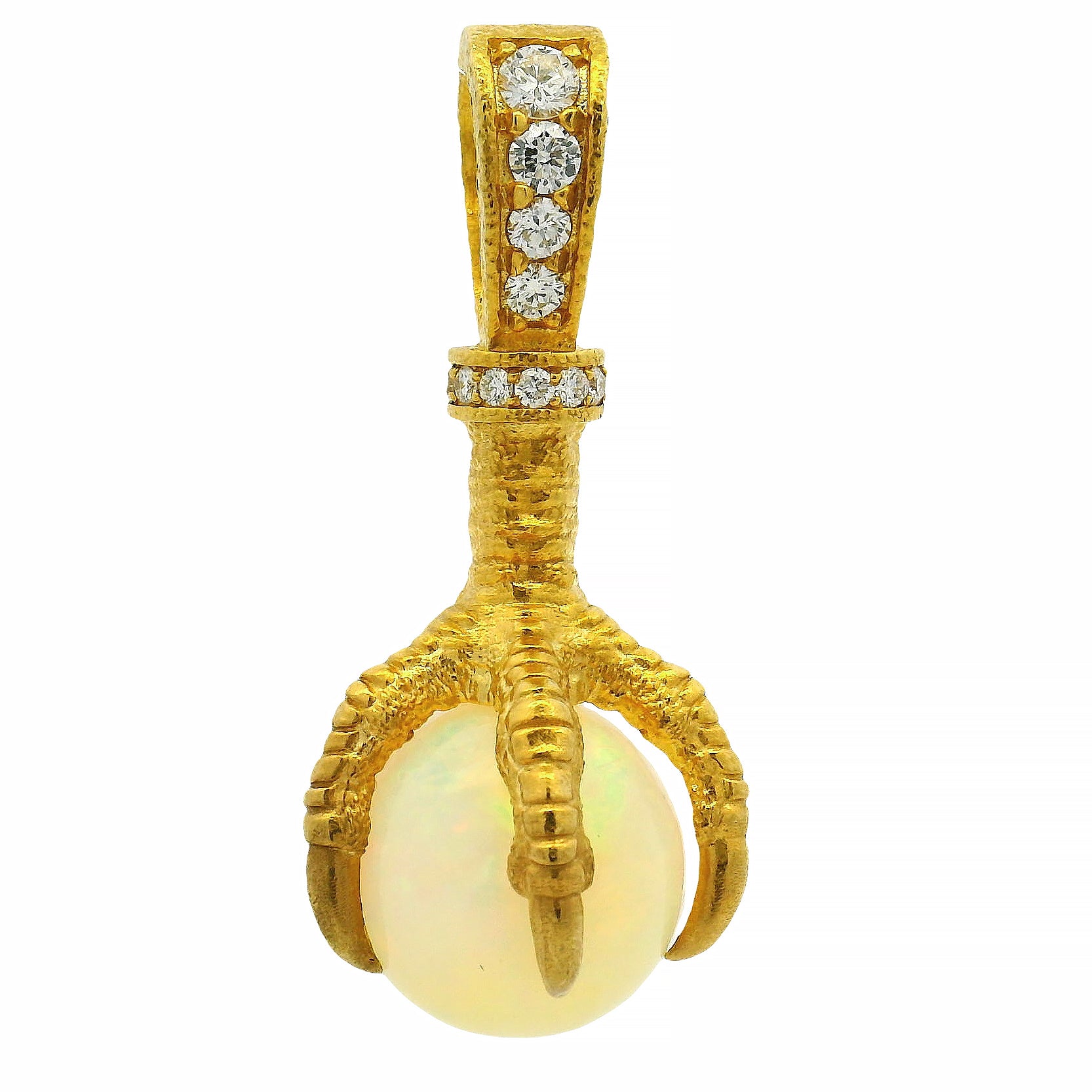 14k Gold Eagle Claw Opal Pendant 70966 | TraxNYC