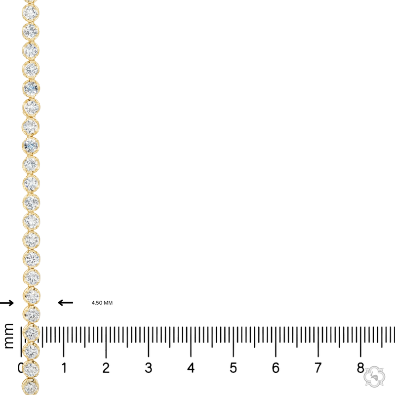 Yellow gold tennis chain necklace with round sparkling diamonds in a classic setting.