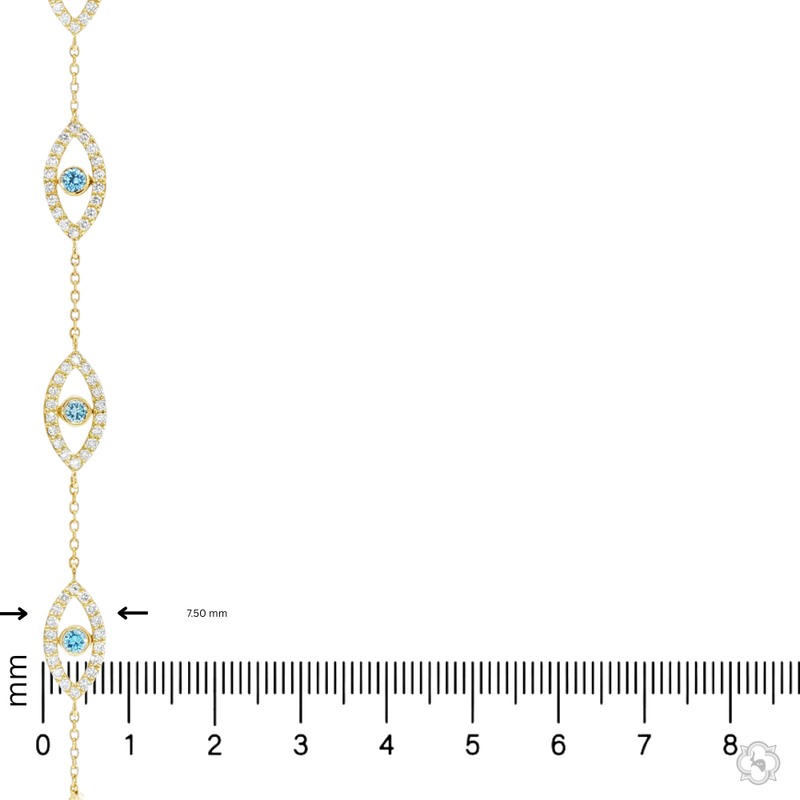 Evil Eye Bracelet With Blue & White Diamonds
