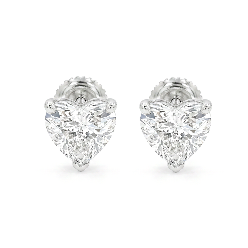 Heart Shape Diamond Stud Earrings 71321