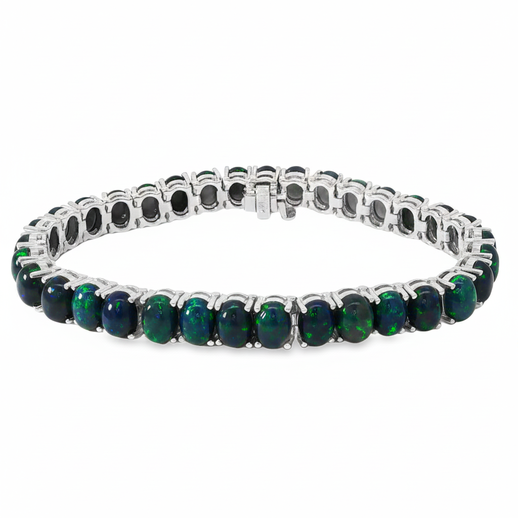 ブレスレット ra10142 Black Opal Tennis Bracelet | 14K Gold Galaxy Opal Bracelet – TraxNYC