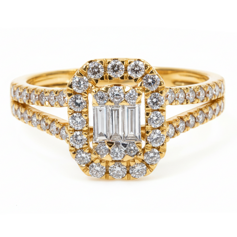 Baguette Diamond Engagement Ring in 14K gold, view 2