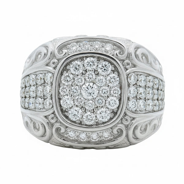 925 Silver Diamond Filigree Ring 70920 | TraxNYC