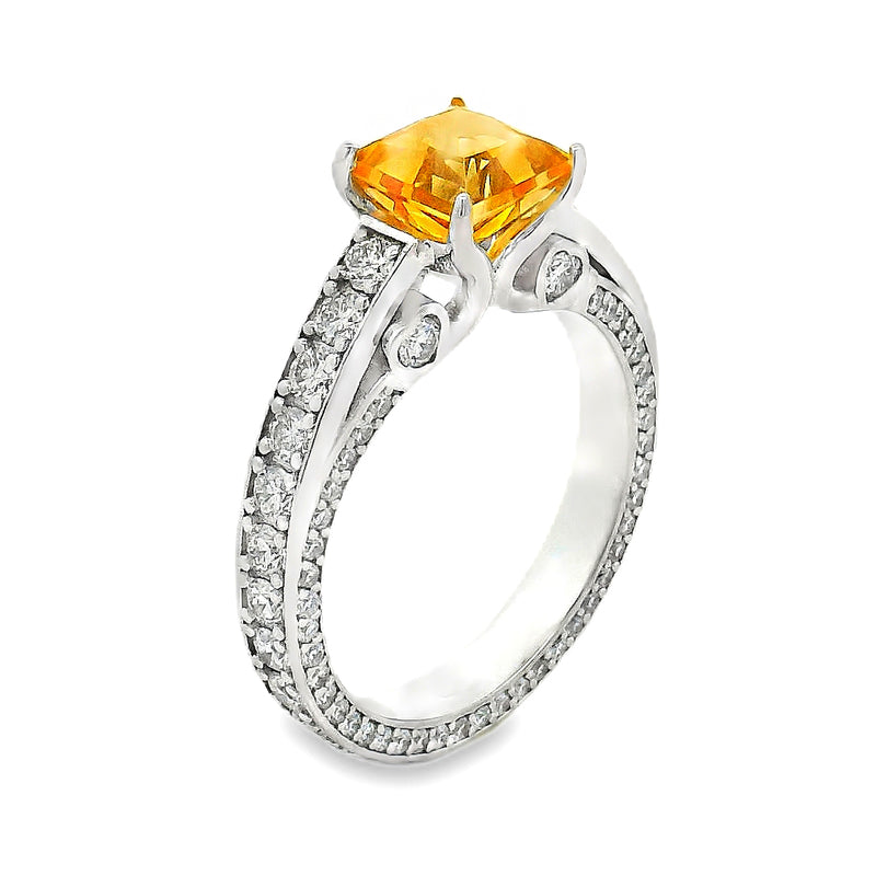 Diamond Citrine Gemstone Ring in 18K gold, view 2