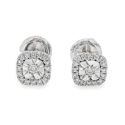 Classic Cushion Cut  Stud Diamond Earrings 64901