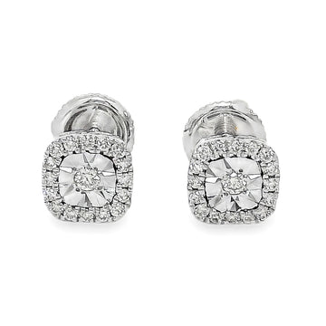 Classic Cushion Cut Diamond Earrings in 14K gold