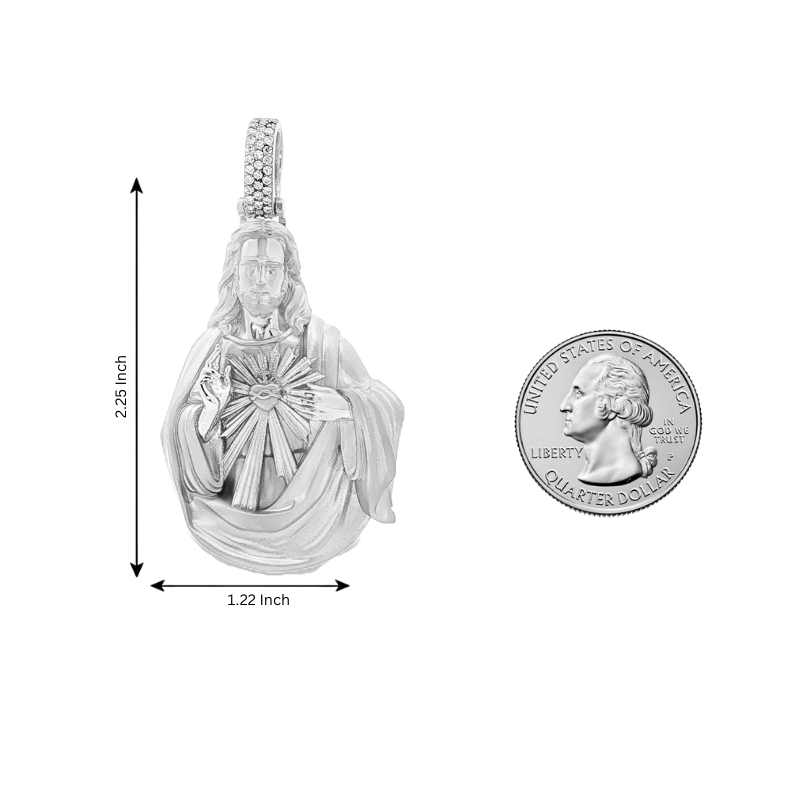 Silver Sacred Heart Jesus Pendant 71114