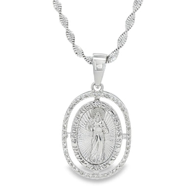 Twisted Rope Chain & Diamond Jesus Pendant Set 71164