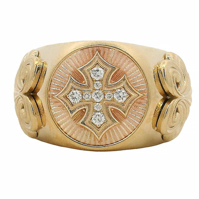 14K Gold Diamond Cross Ring 70835
