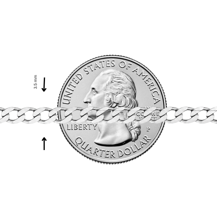 .925 Silver Solid Curb Chain 3.5mm 71456