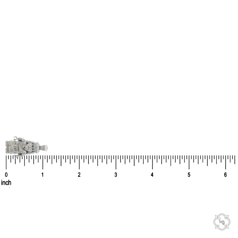 925 silver mini block Jesus pendant with blue diamond eyes on anchor chain necklace.