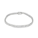 White gold diamond tennis bracelet with secure clasp, sleek and elegant design.