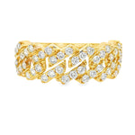 14K Gold One Row Diamond Cuban Link Ring 65971