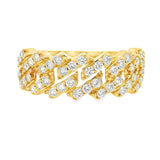 14K Gold One Row Diamond Cuban Link Ring 65971