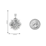 Silver rope chain necklace with intricate floral patterned pendant, limited edition design.