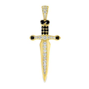 Dagger Knife Pendant Black Diamond in 10K gold