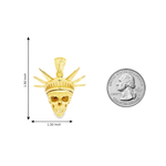 Yellow gold men's pendant shaped like a skull wearing a Liberty-style crown with spikes.