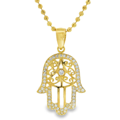 Diamond Hamsa Pendant Set 25012
