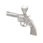 925 silver men's revolver pendant with detailed grip and barrel design.