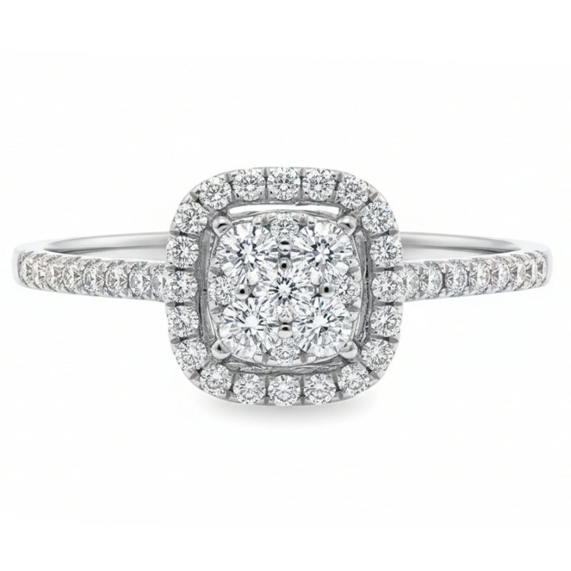 Diamond Cluster Square Halo Engagement Ring 67036