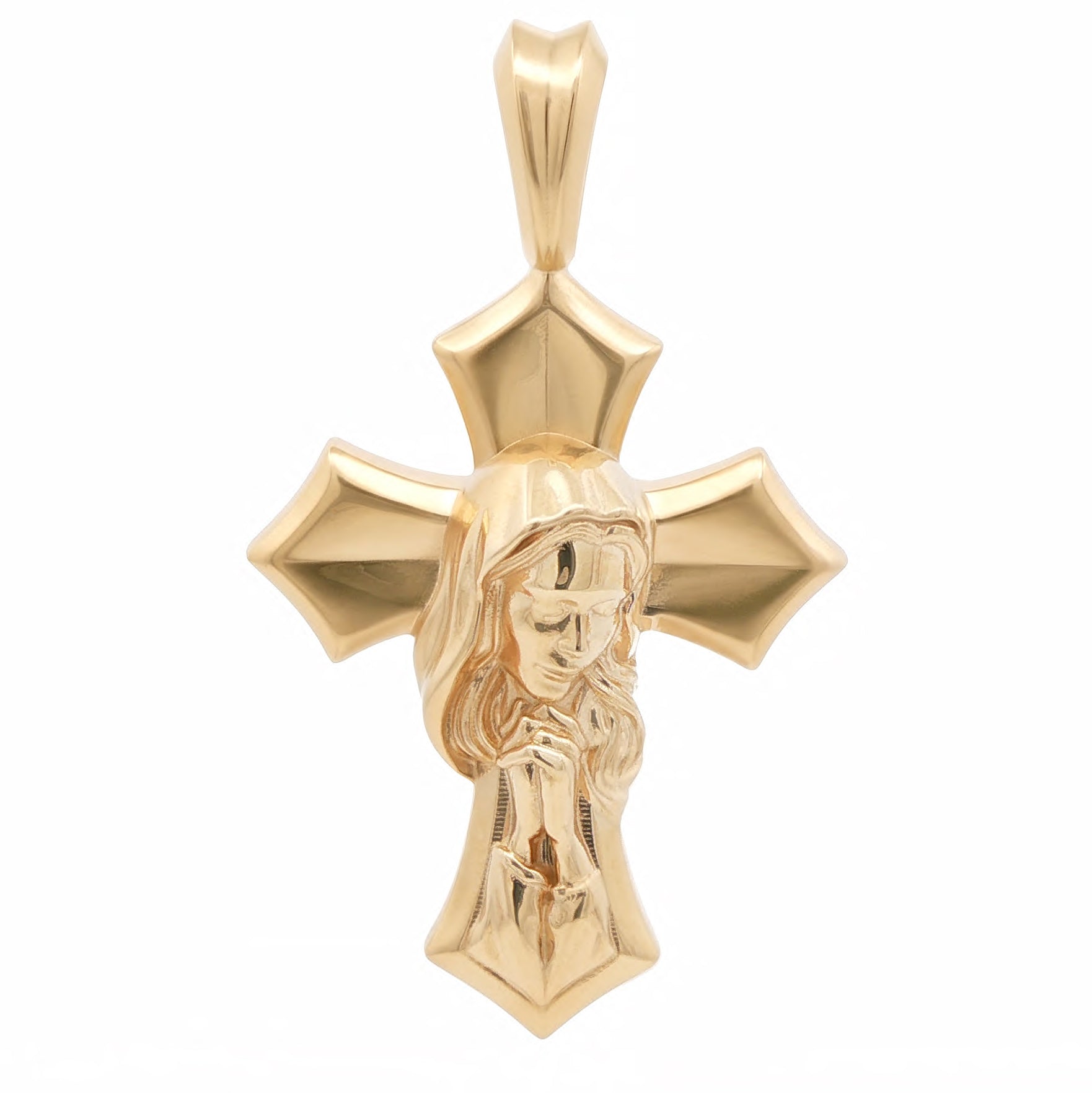 Praying Virgin Mary Cross Pendant 71197 | TraxNYC