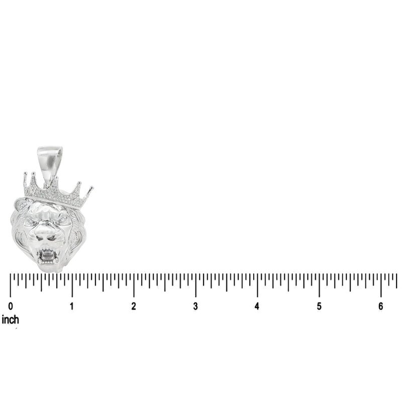 .925 Silver Diamond Lion Head Pendant 66464