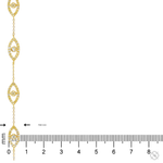 Gold bracelet with evil eye motifs adorned with yellow diamonds and clear stones.